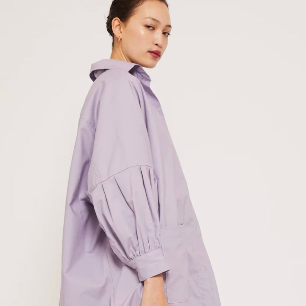 Athena Newton Cotton Smock Blouse in Lilac - Organic Cotton One Size